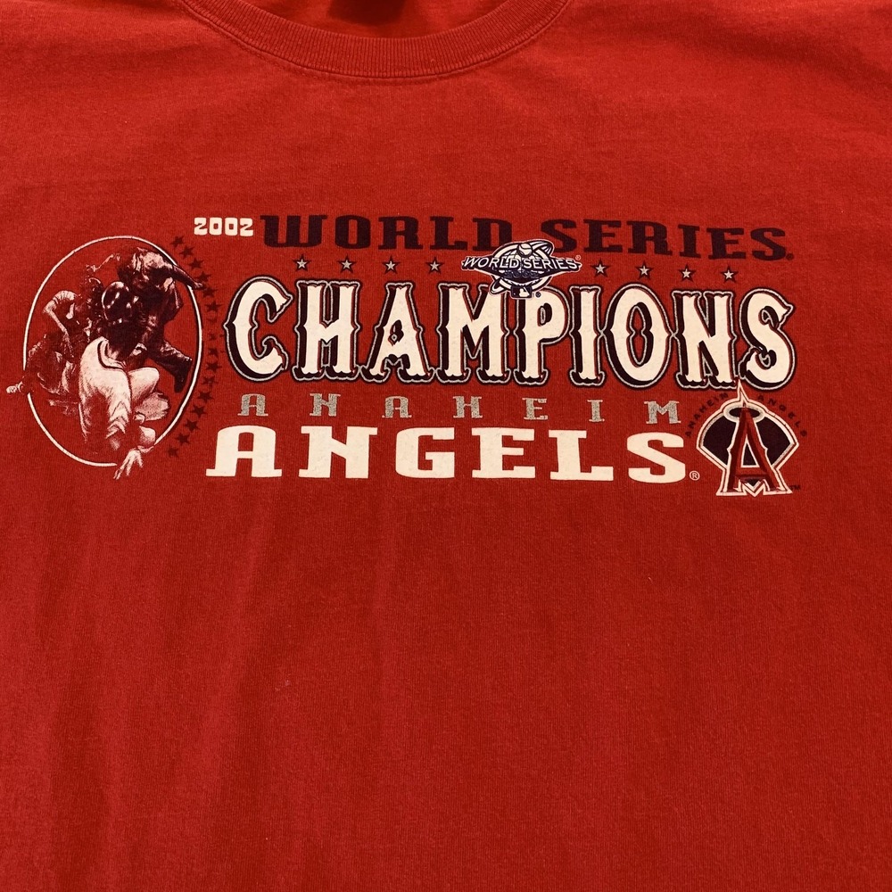 Anaheim Angels Shirt Mens 2XL Red MLB‎ Baseball 2002 World Series Champs Delta
